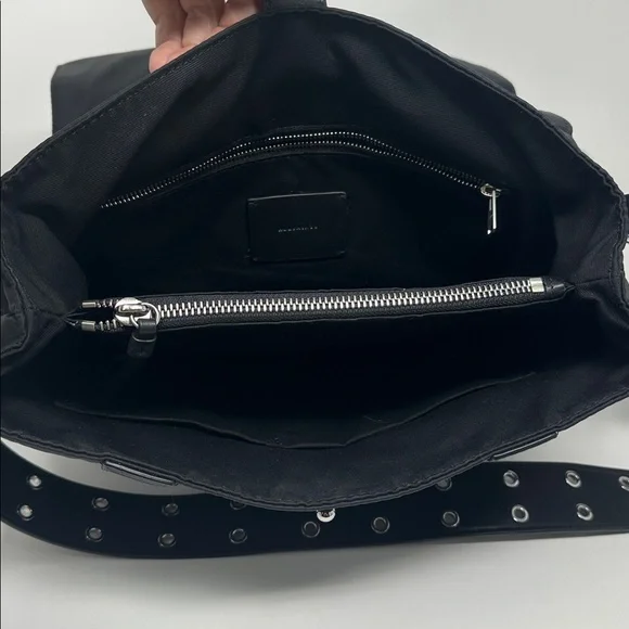 AllSaints Sid black nylon and leather backpack like new - Picture 9 of 11